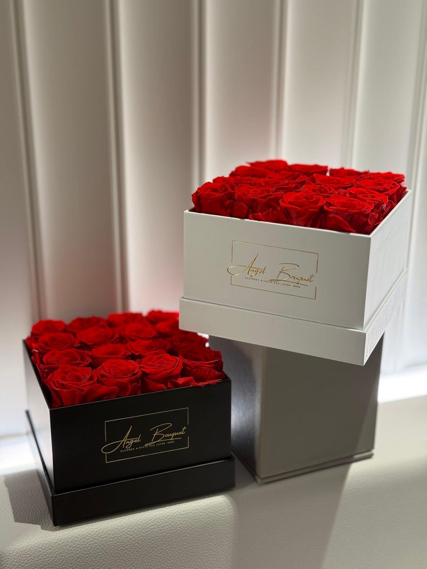 Everlasting Roses - Square Box Packaging (White)